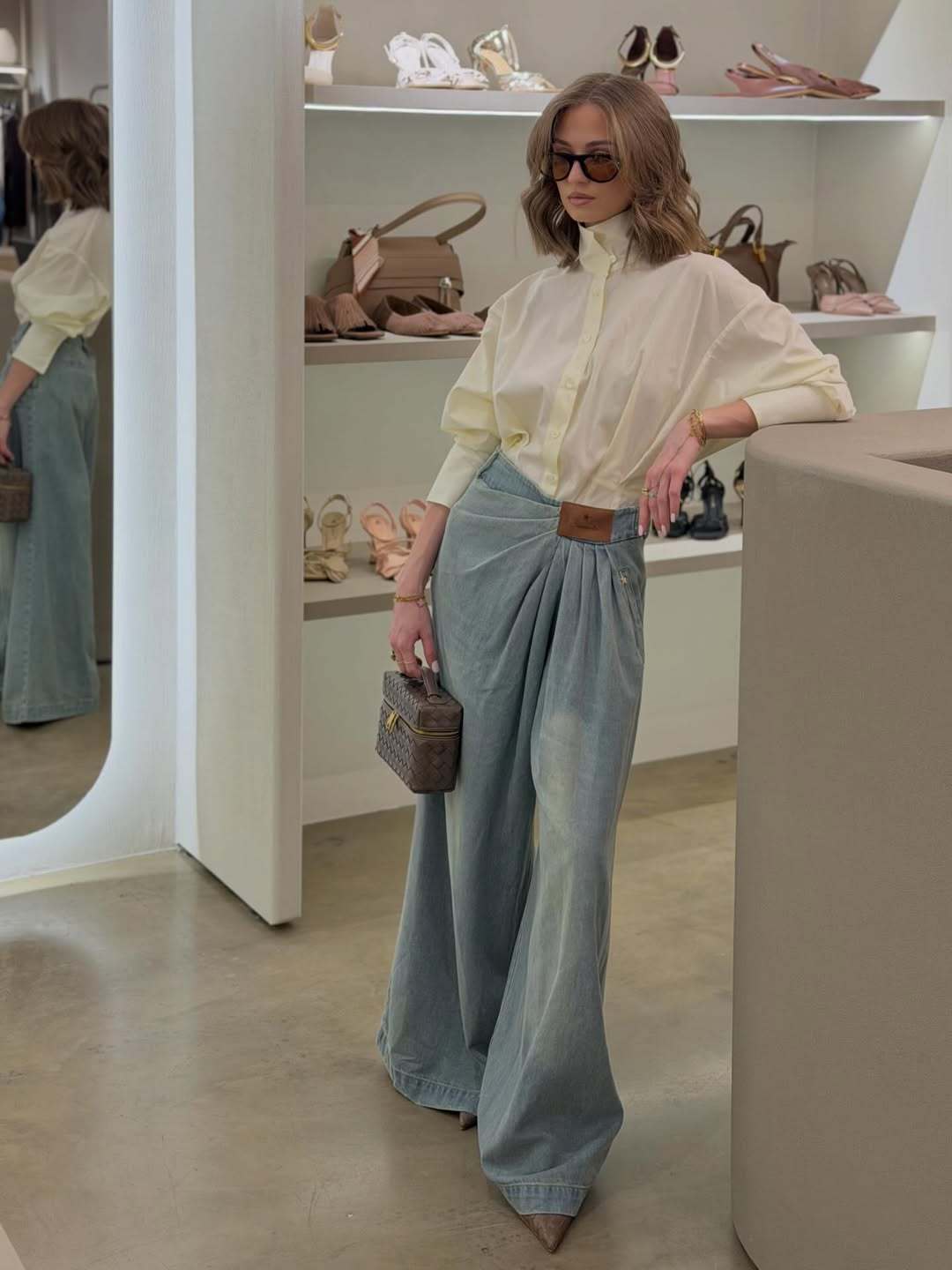 Draped Jeans in Indigo Blue