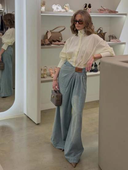 Draped Jeans in Indigo Blue