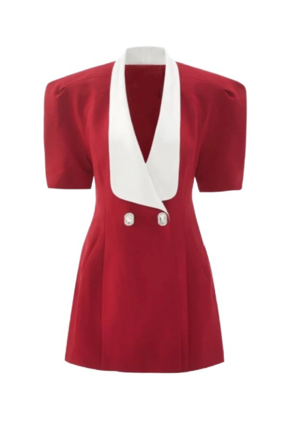 Elsie V-neck Backless Bowtie Mini Dress-ROVOLE