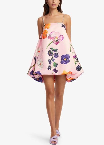 Embellished Puff Mini Dress