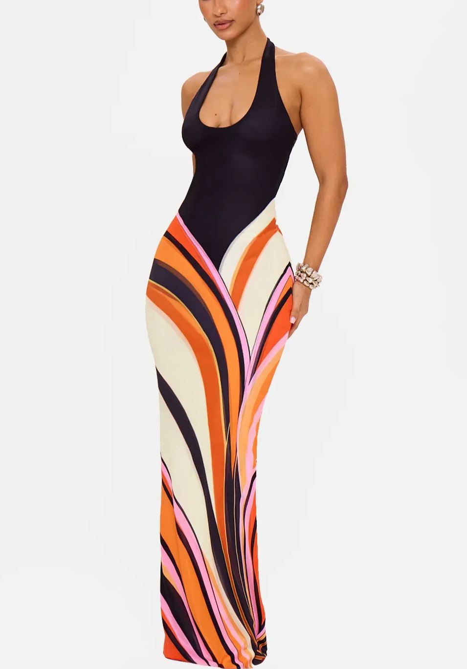 Swirl Print Maxi Dress