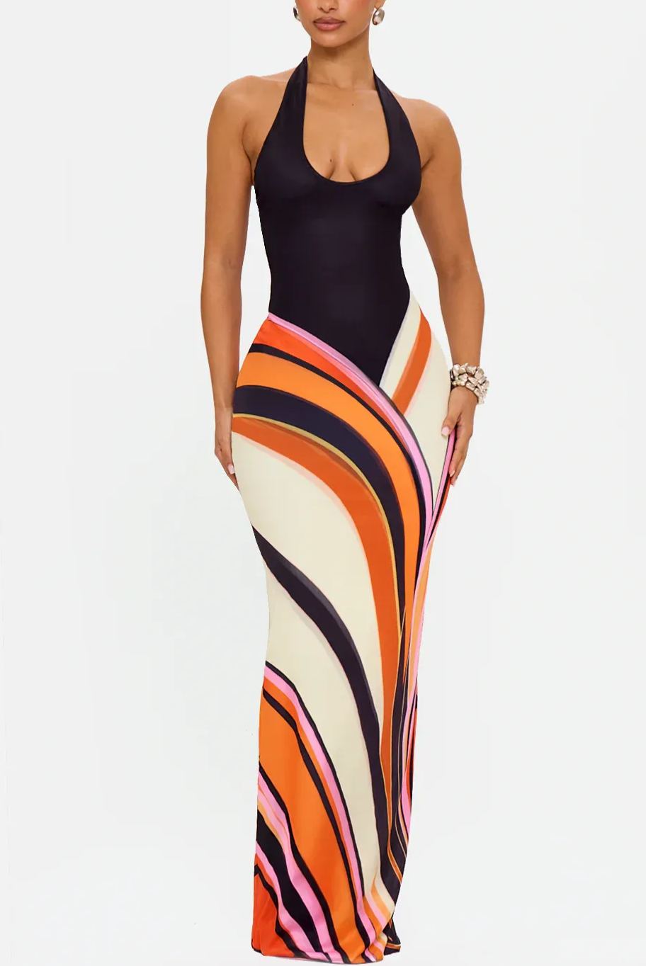 Swirl Print Maxi Dress