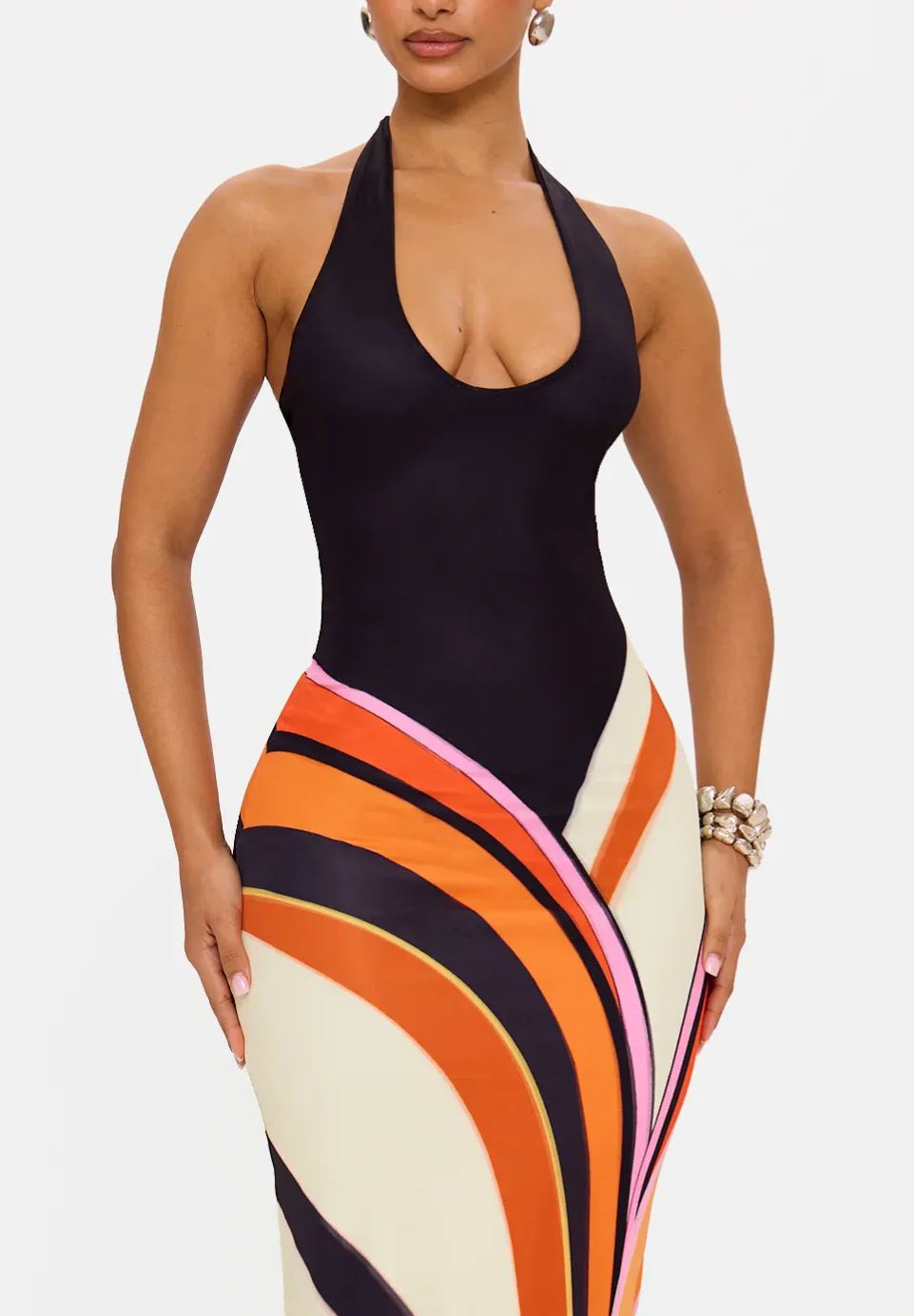Swirl Print Maxi Dress