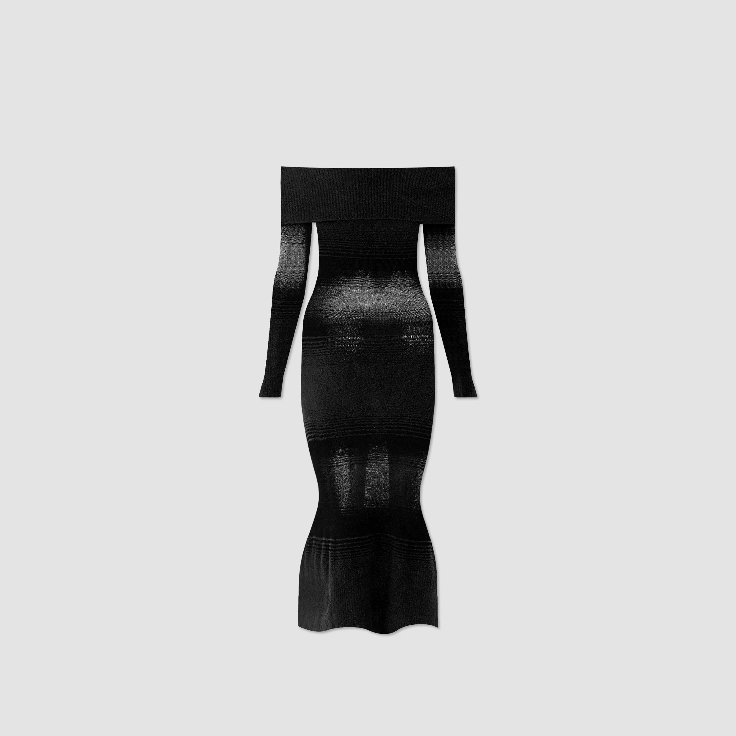 Black knit long-sleeved dress