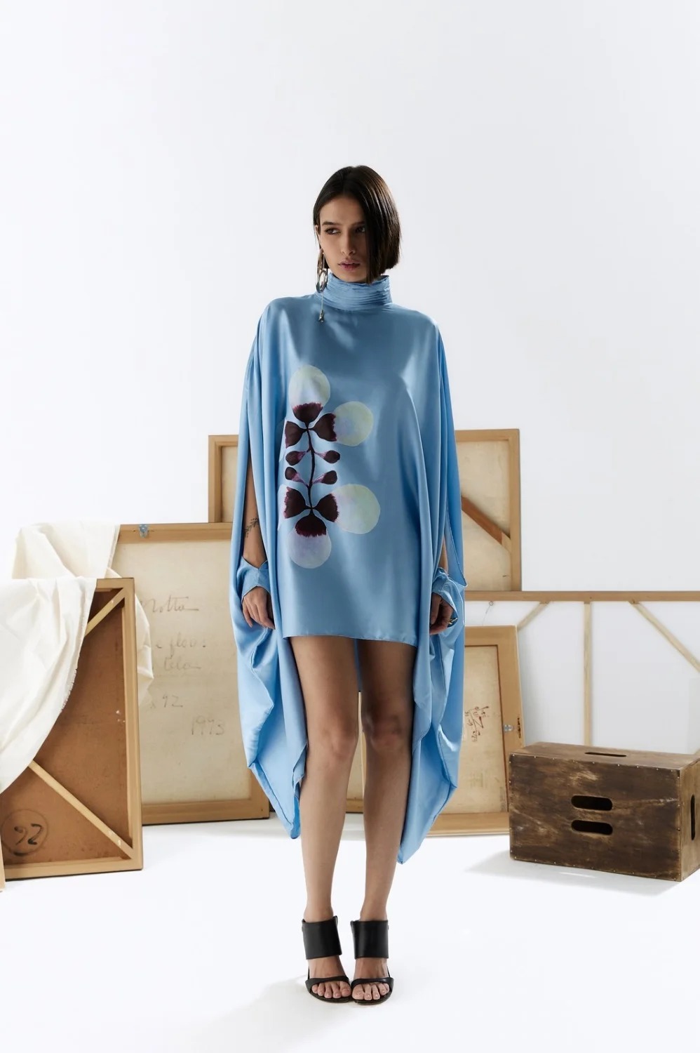 Stand-Up Collar Printed Dress