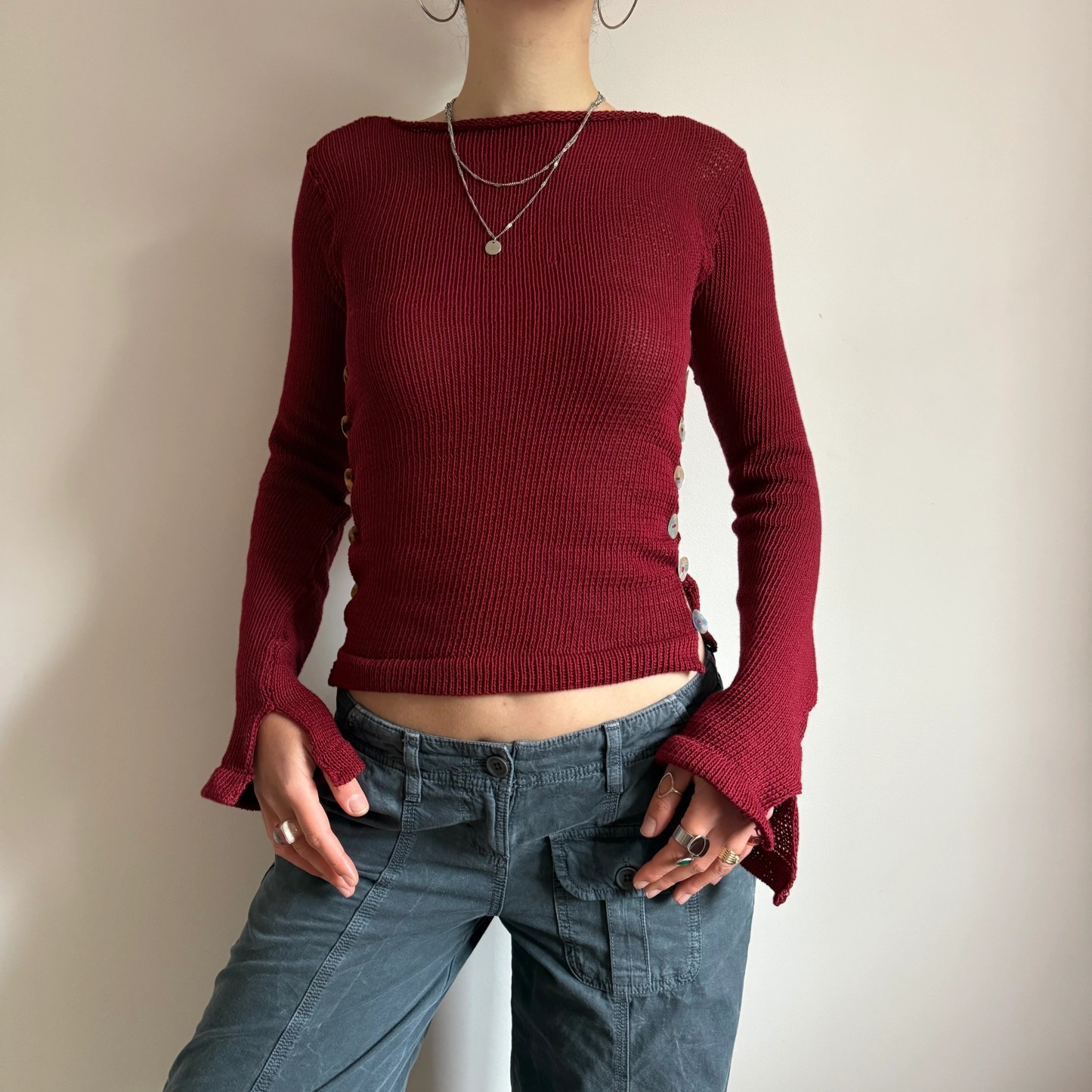 Pearl Long Sleeve in denim blue - handmade knit jumper