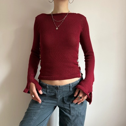 Pearl Long Sleeve in denim blue - handmade knit jumper