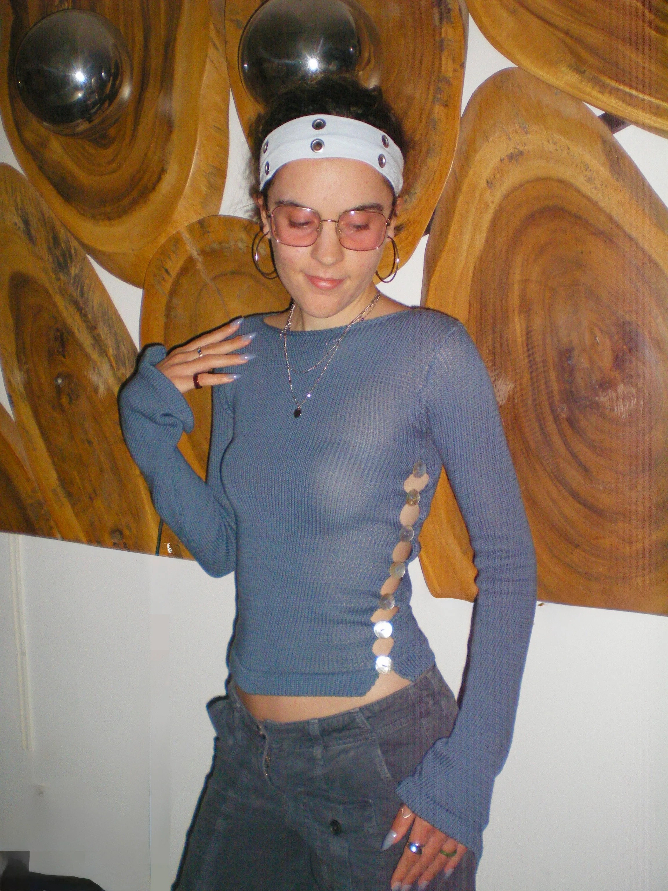 Pearl Long Sleeve in denim blue - handmade knit jumper