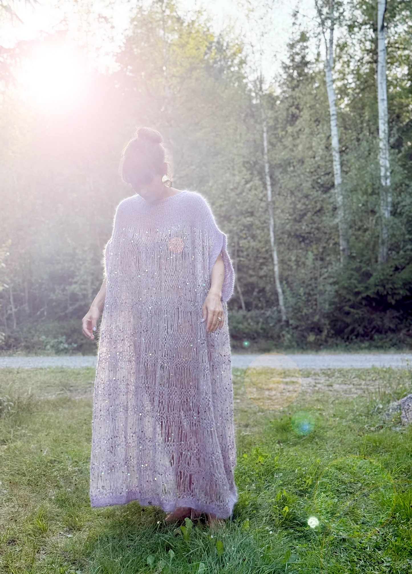 Purple Sequined Midi Dress