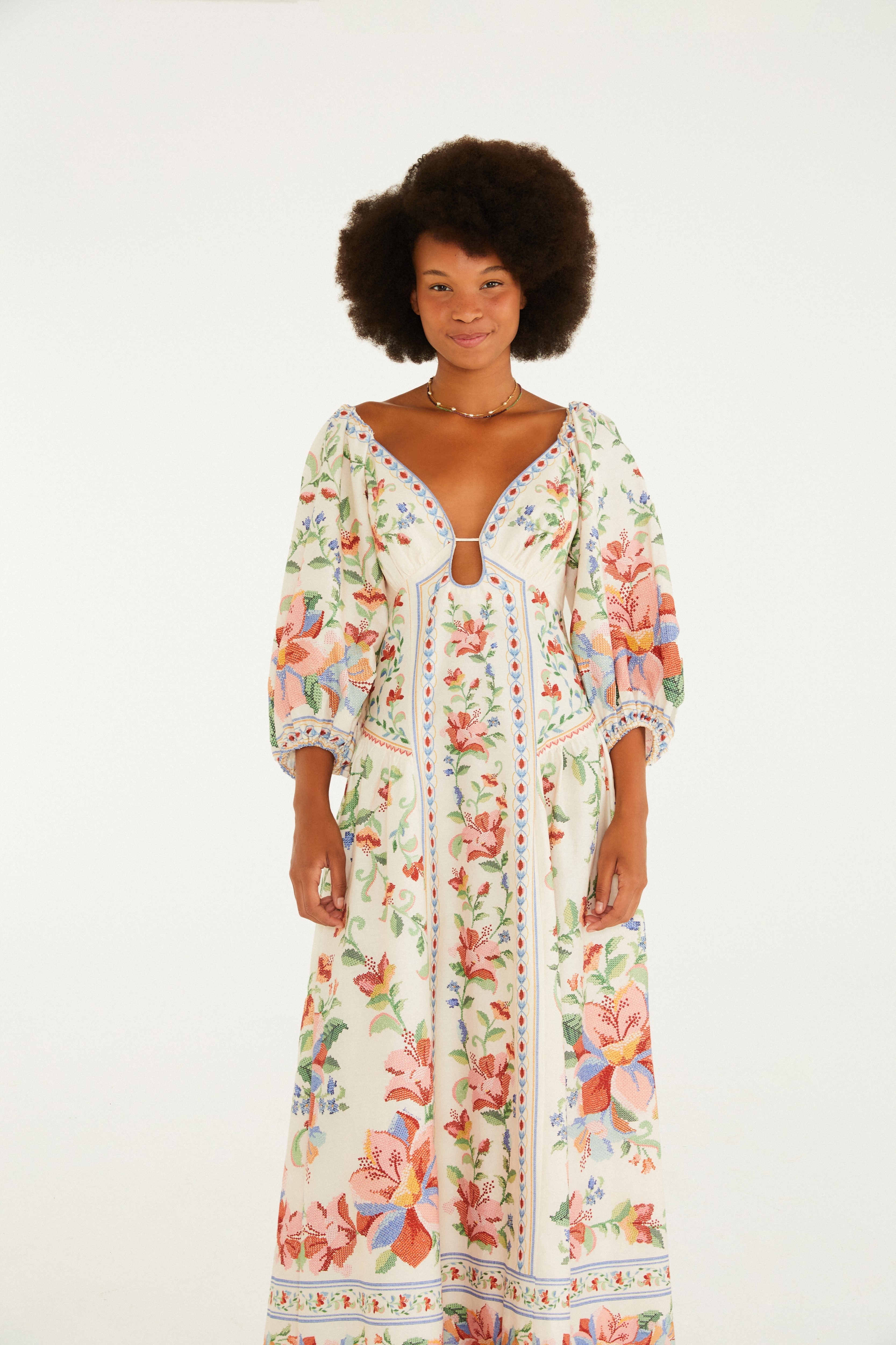 Floral Short-Sleeved Dress