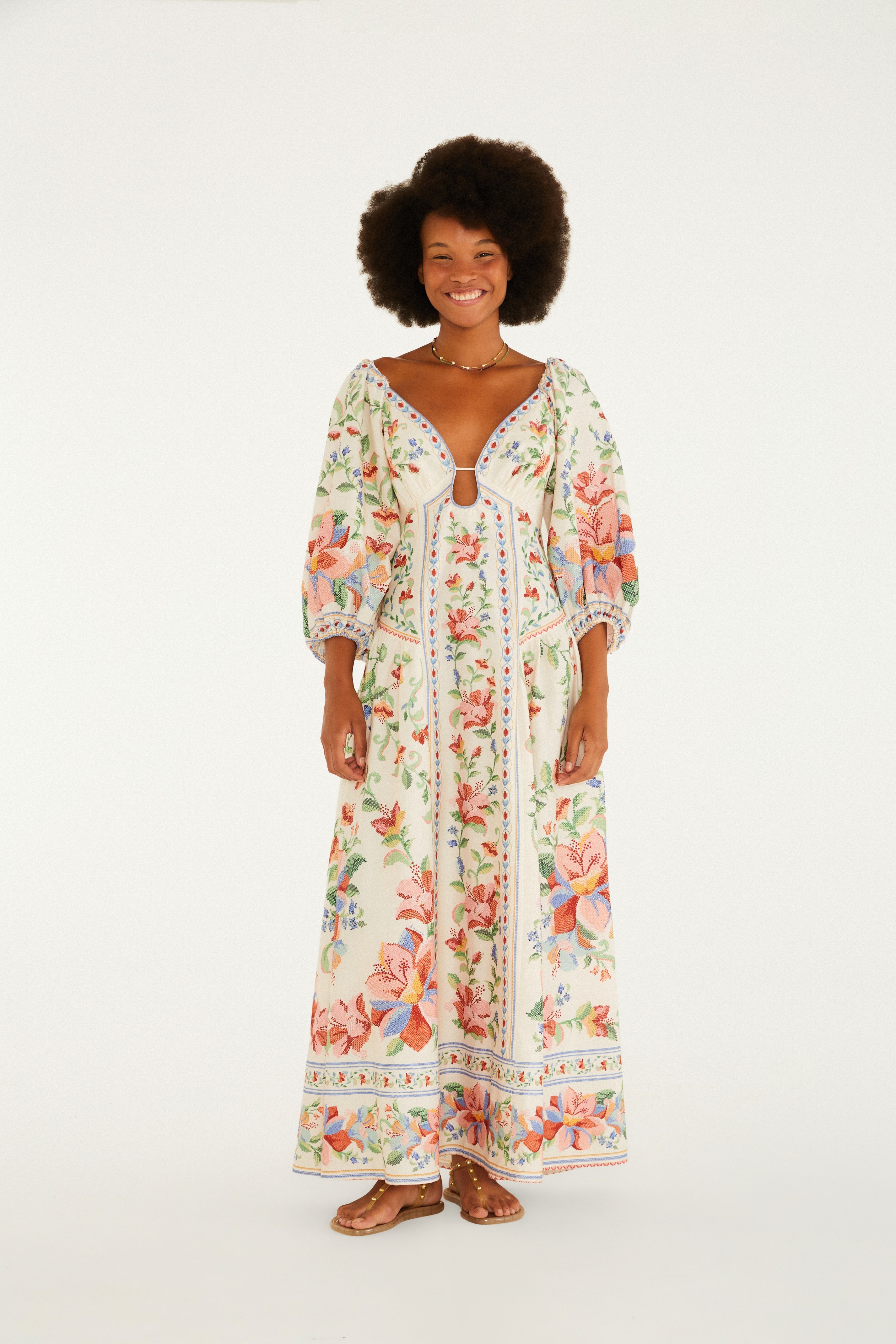 Floral Short-Sleeved Dress