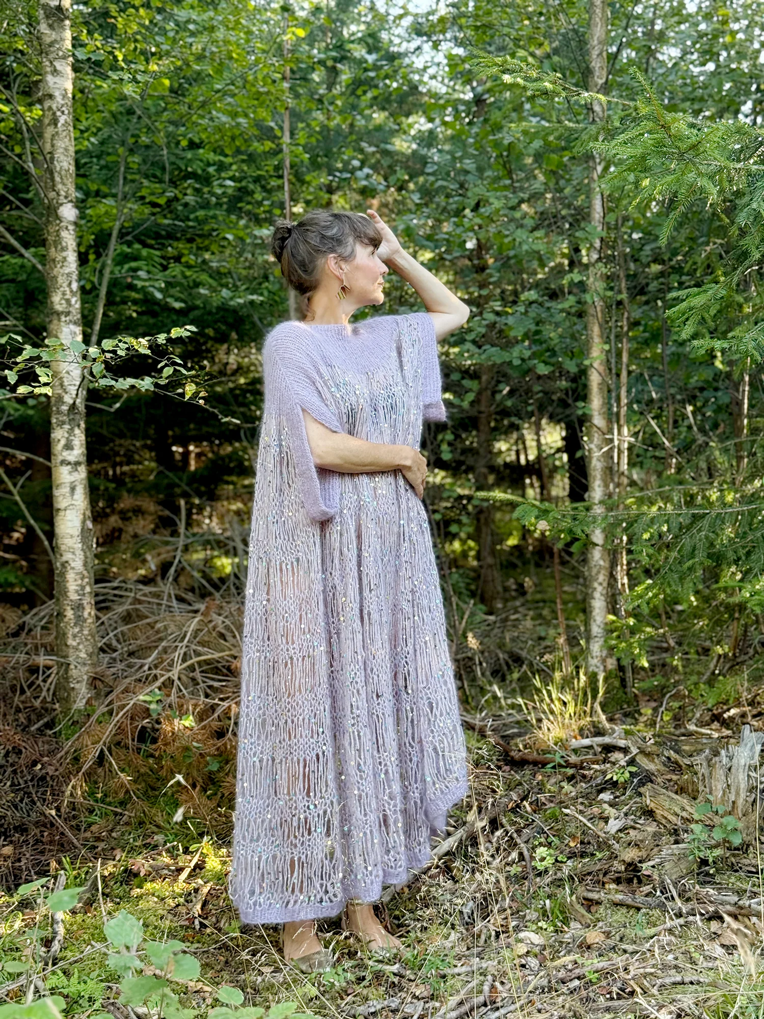 Purple Sequined Midi Dress