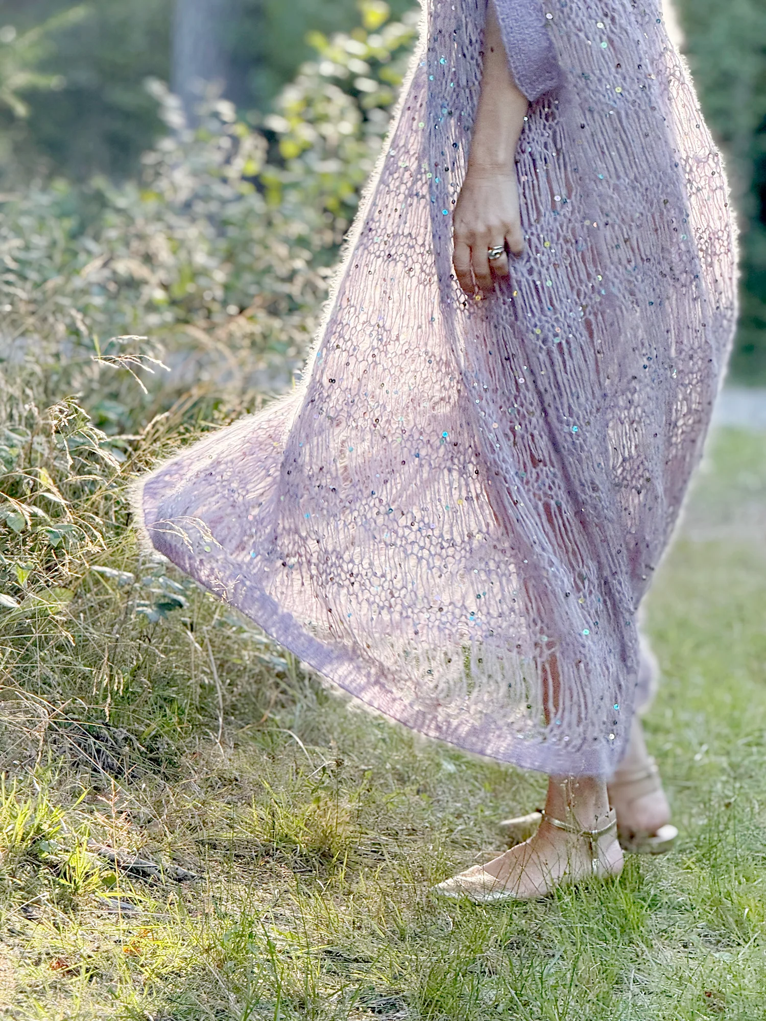 Purple Sequined Midi Dress