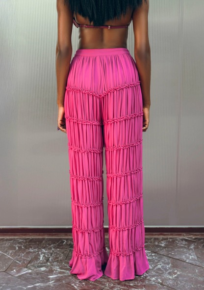 Pleated chiffon trousers 2-piece set