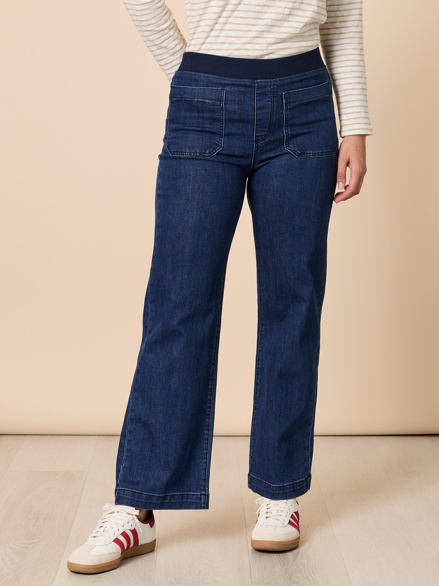 Carpenter Stretch Wide Leg Pull On Denim Jean