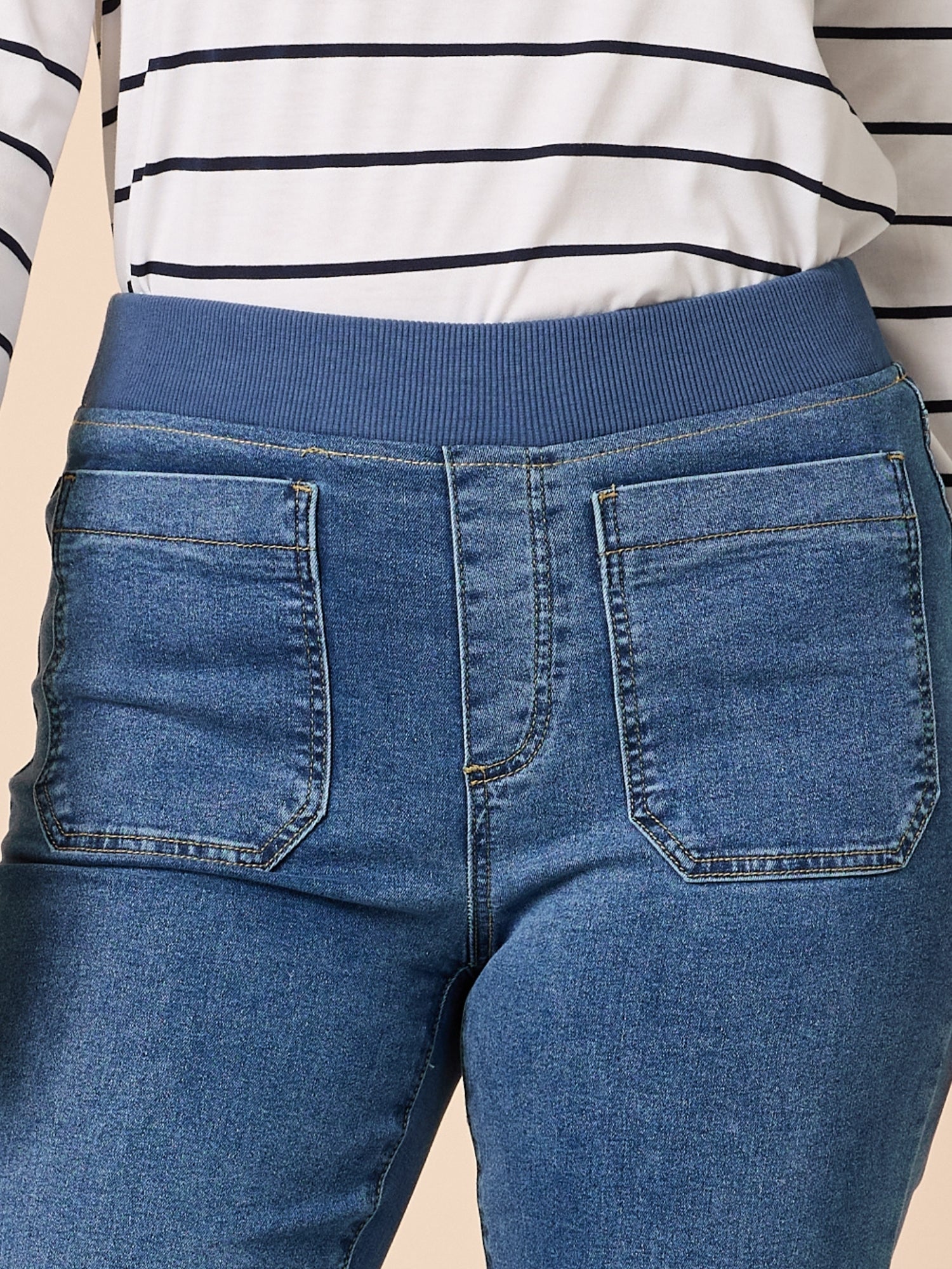 Carpenter Stretch Wide Leg Pull On Denim Jean