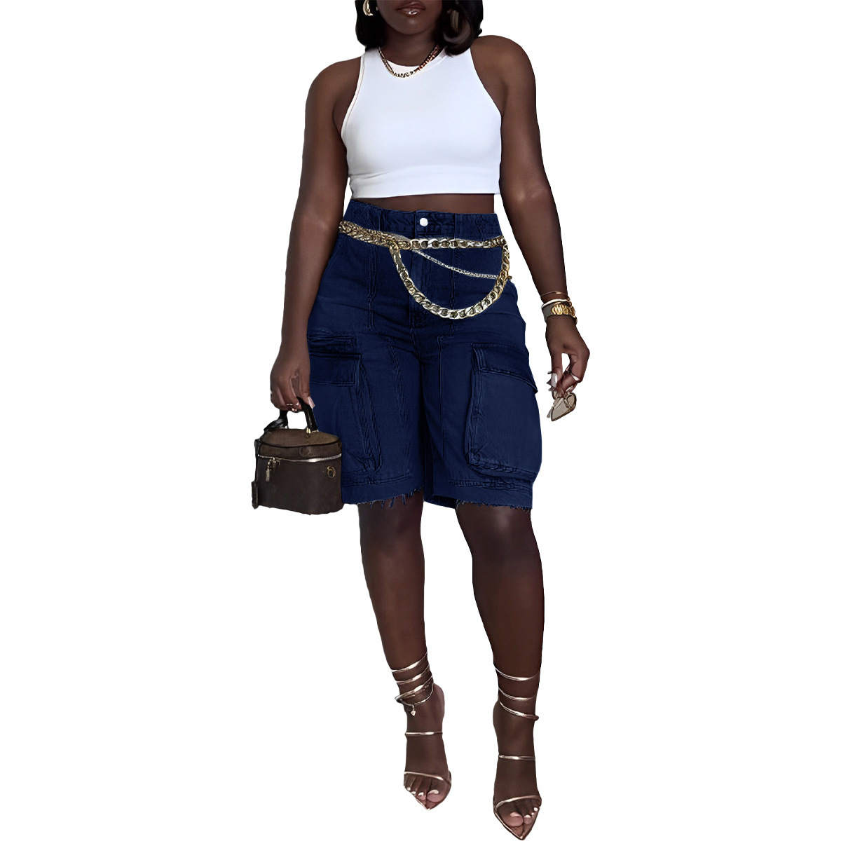 Distressed Utility Denim Pants