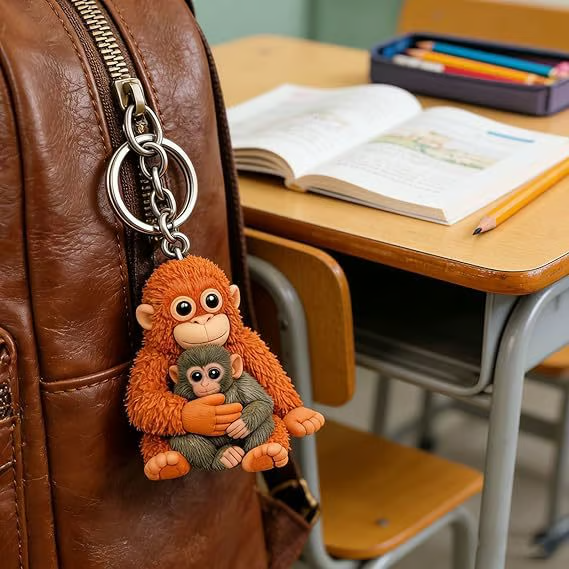 Monkey Hugging Monkey Keychain -Gift For Family, Friends, Loved Ones