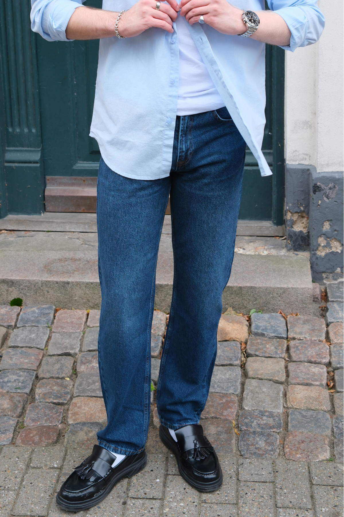 Relaxed Fit Jeans - Dark Blue Denim