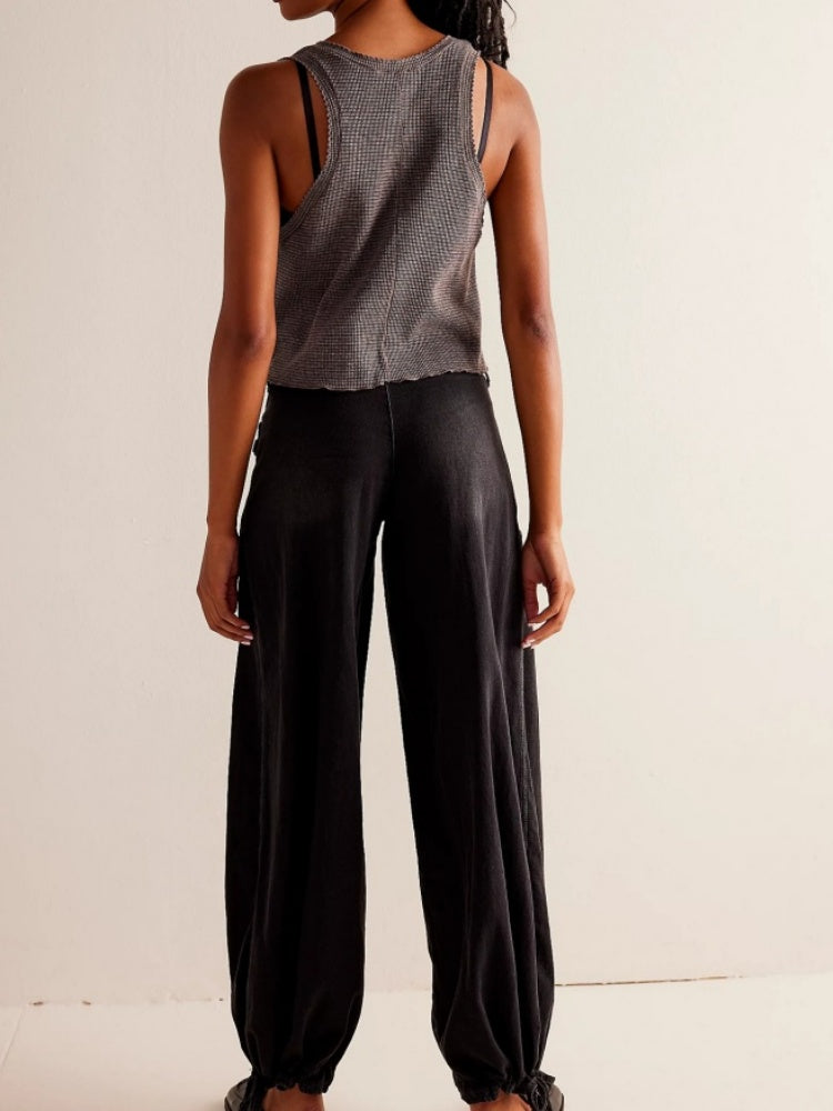 Adjustable Hem Draped Jeans