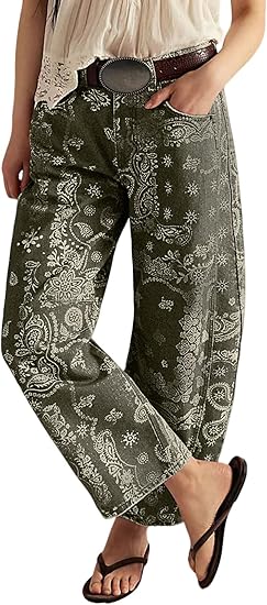 Leopard Print Barrel Jeans