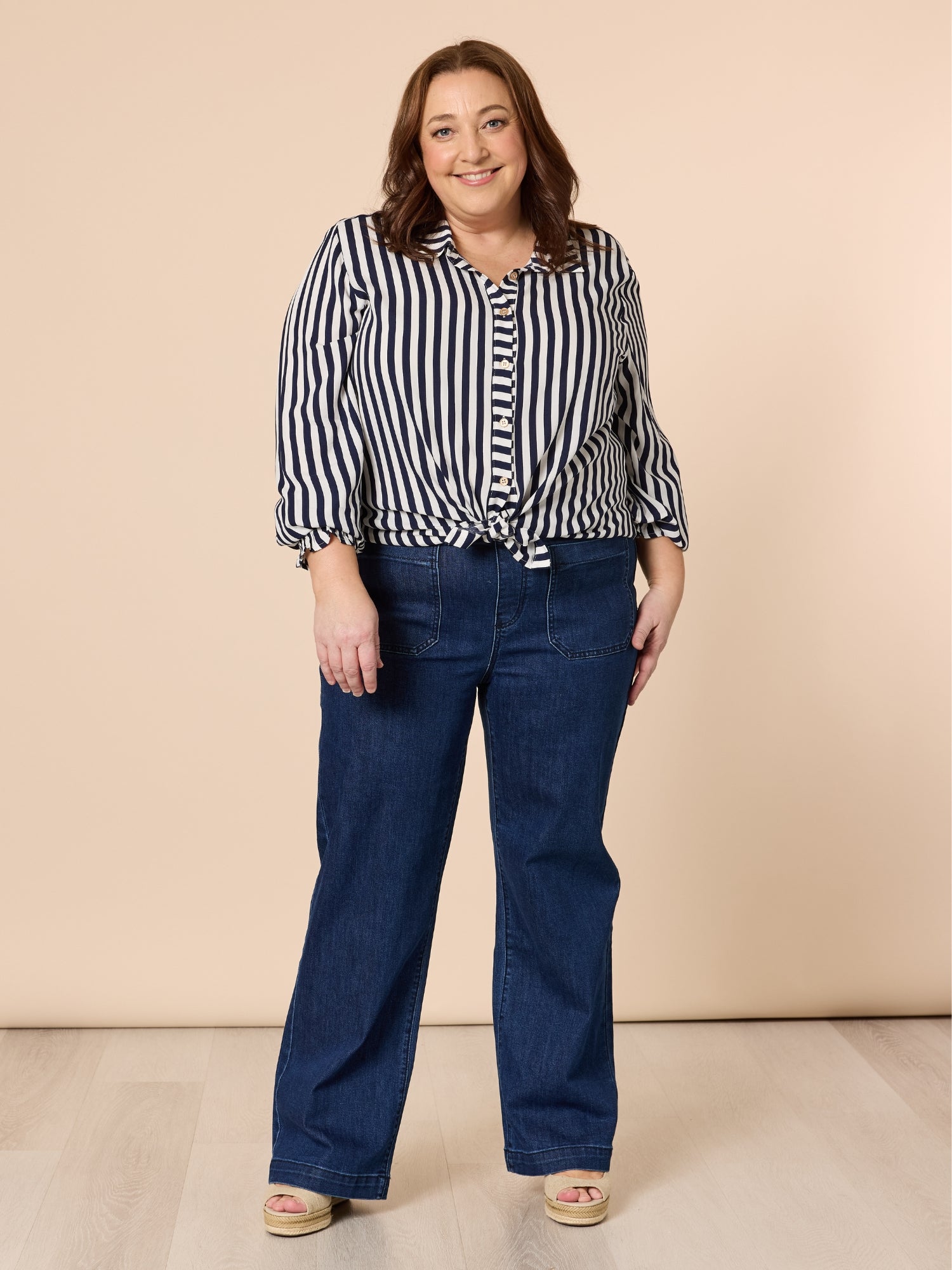 Carpenter Stretch Wide Leg Pull On Denim Jean