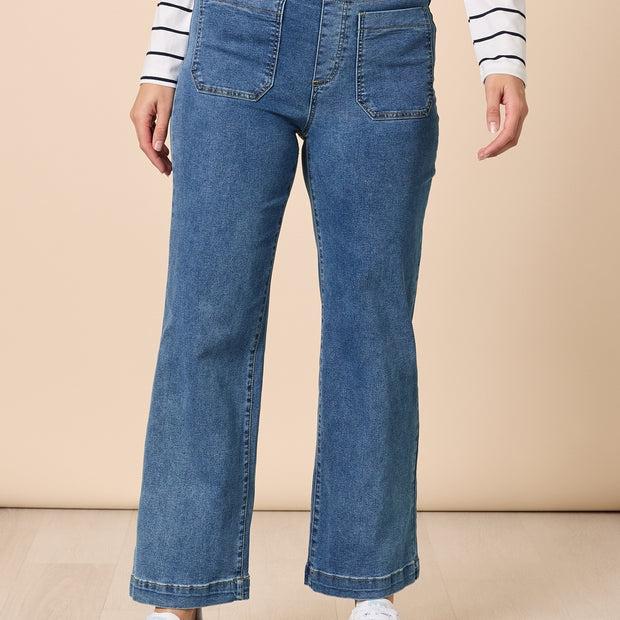 Carpenter Stretch Wide Leg Pull On Denim Jean