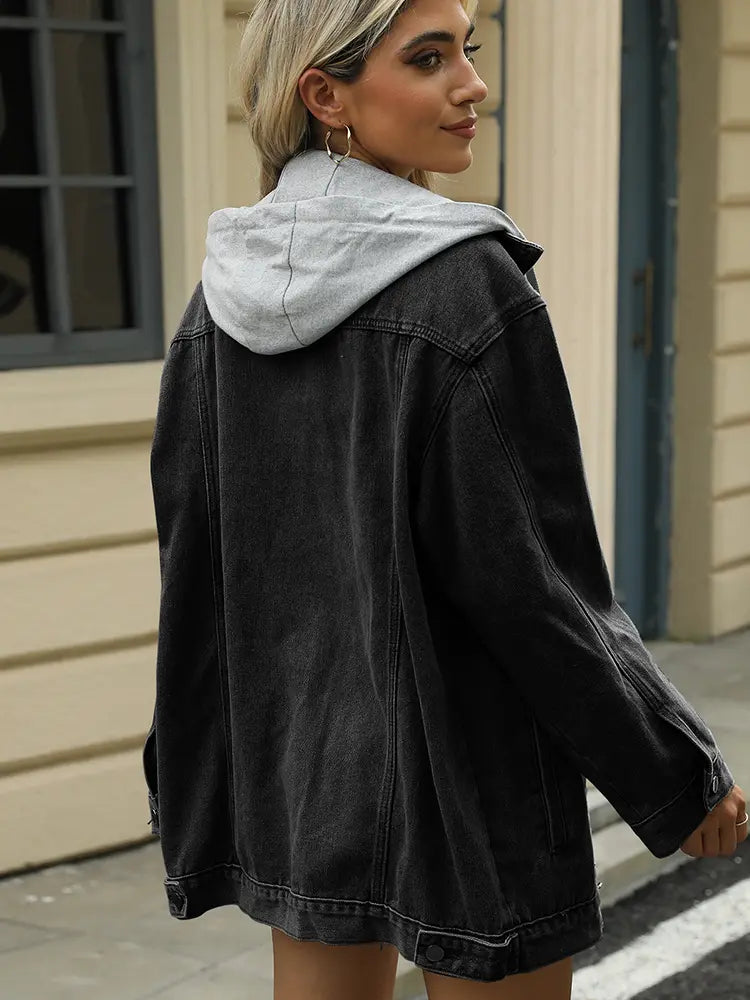 Women's Loose-Fit Hooded Denim Jacket