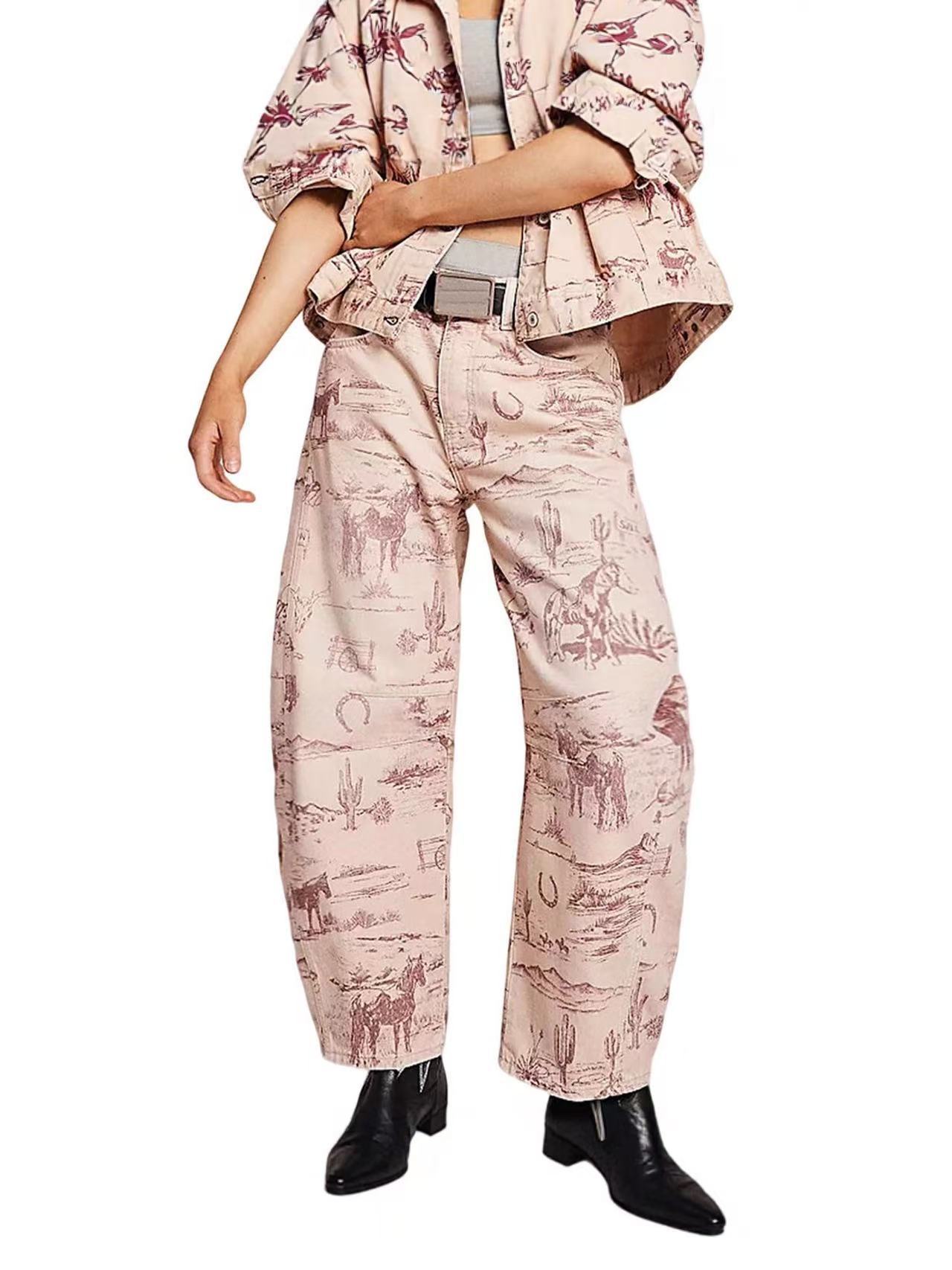 Women Boyfriend Baggy Barrel Jeans 