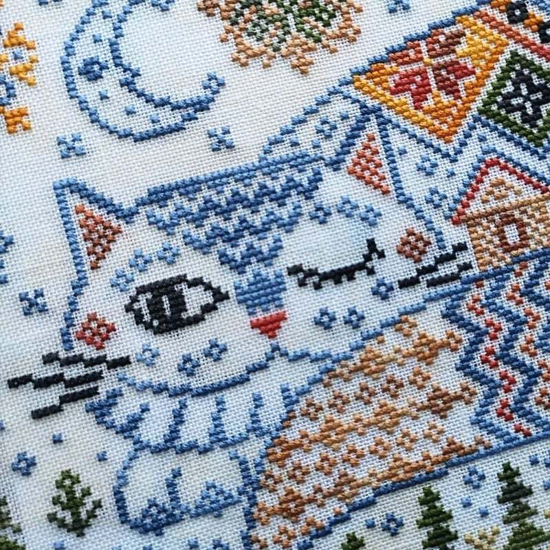 🔥Last Day 49% OFF - 🐱Winter Town Cat Cross Stitch Kit