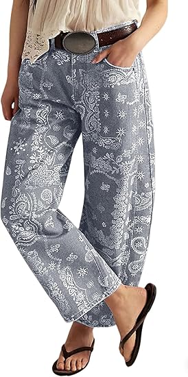 Leopard Print Barrel Jeans