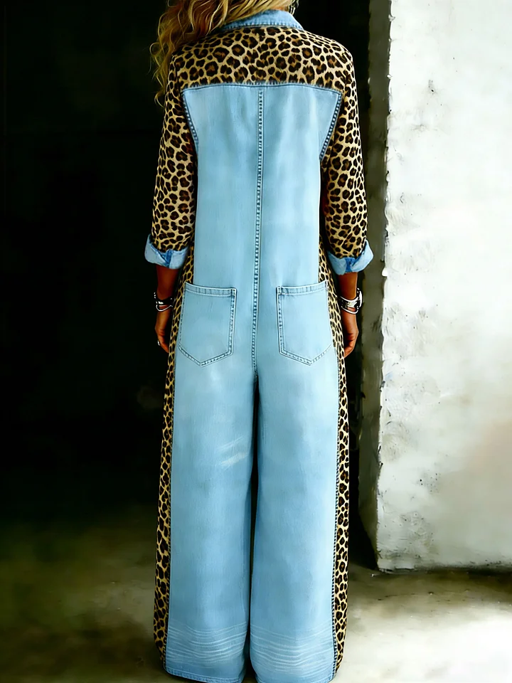 Women’s Cotton One Piece Shirt Denim Jumpsuit