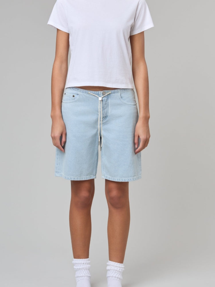 Adjustable  Stretch Denim Shorts