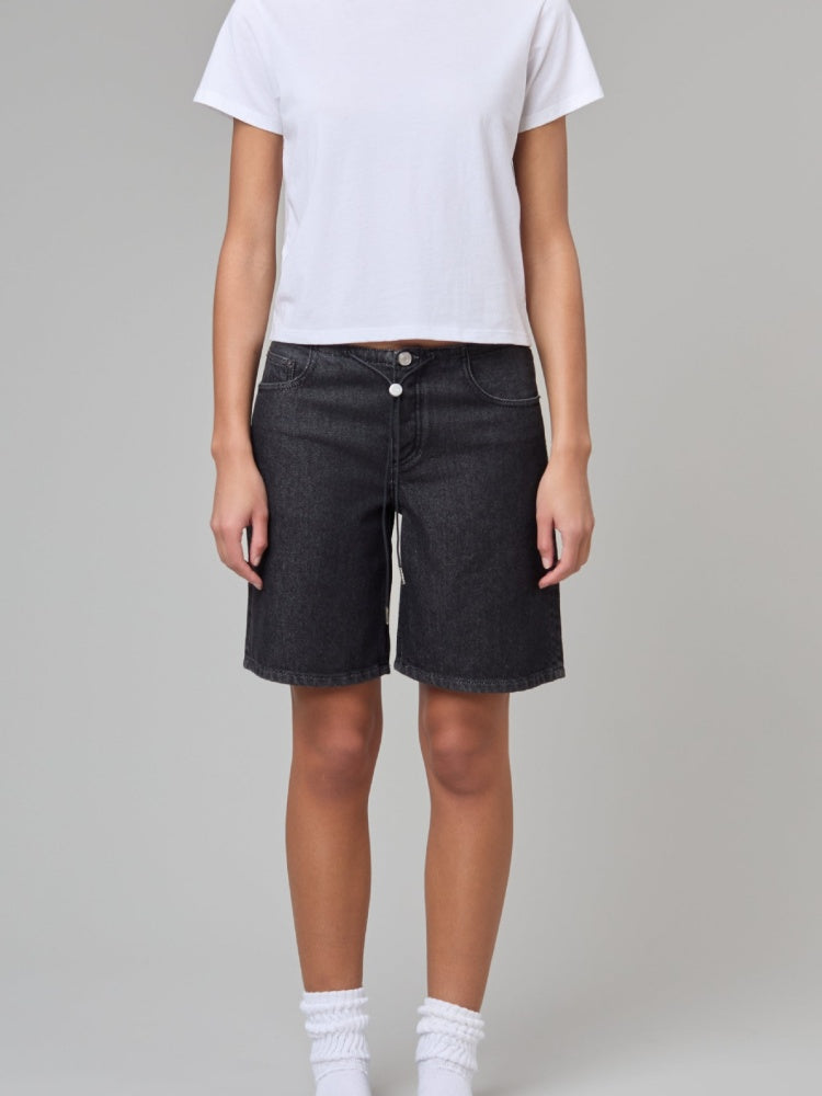 Adjustable  Stretch Denim Shorts