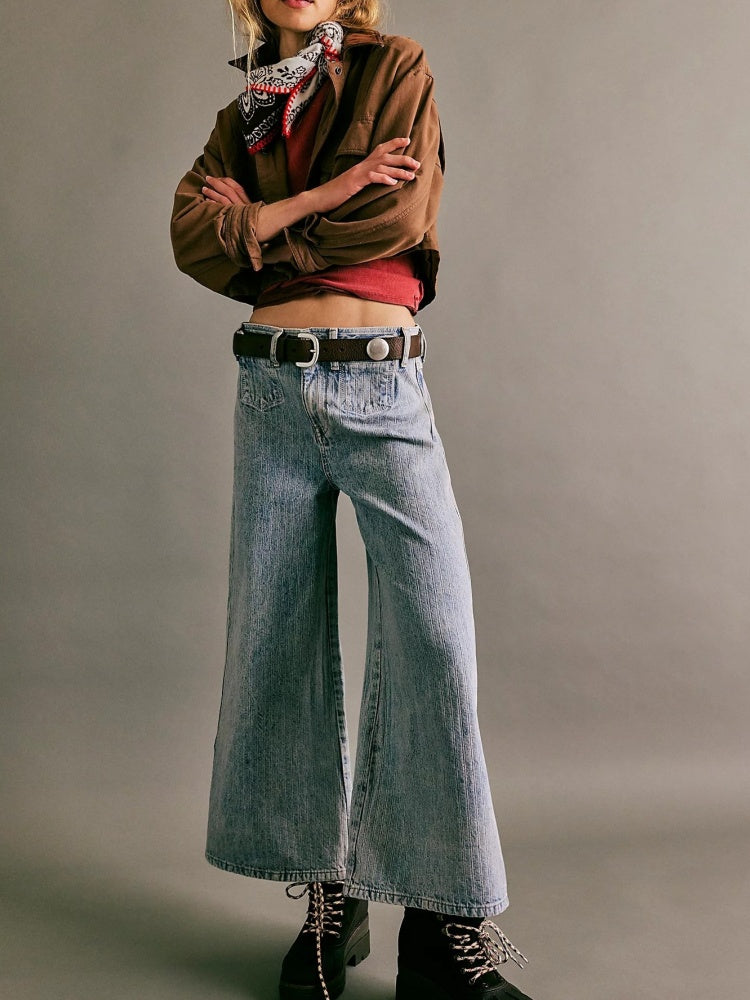 Retro Stripe Wide-Leg Jeans