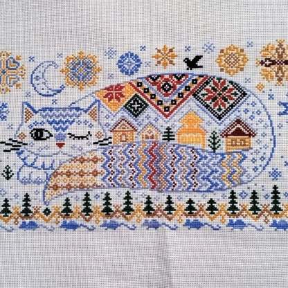 🔥Last Day 49% OFF - 🐱Winter Town Cat Cross Stitch Kit