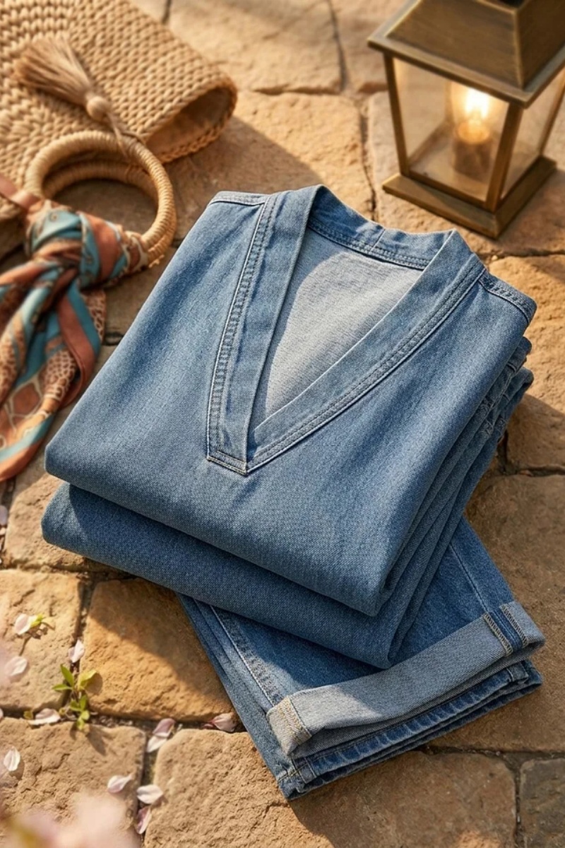 Women's Casual Cozy Minimalist Denim Two-piece Set