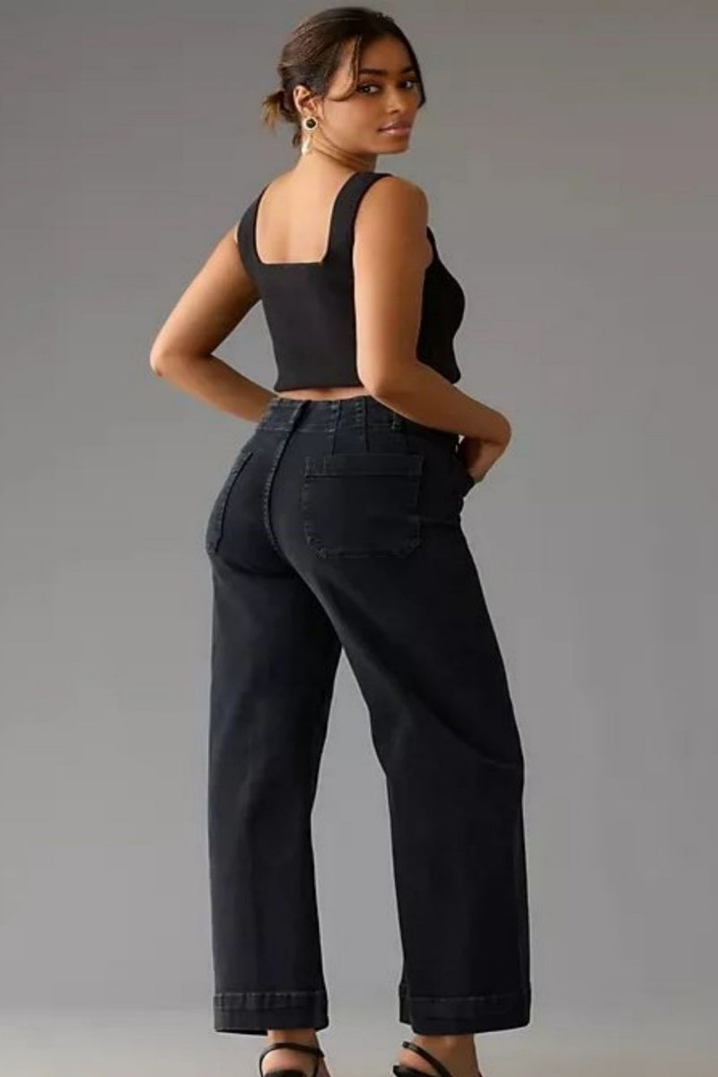 Elongating High-Waist Microflare Jeans