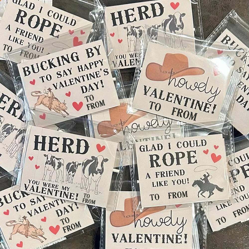 🤠 Western Rodeo Cowboy Valentine’s Cards (4 Unique Designs) – Perfect