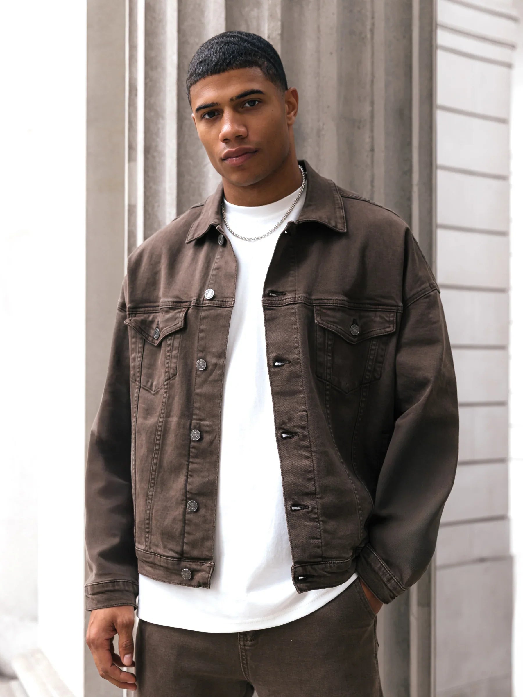 Blacktend Denim Trucker Jacket - Brown