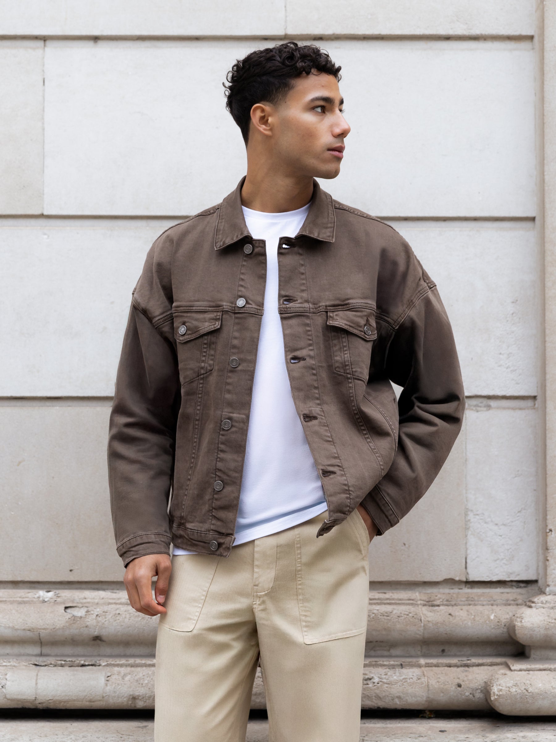 Blacktend Denim Trucker Jacket - Brown