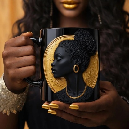 Black Woman Cameo Silhouette Mug