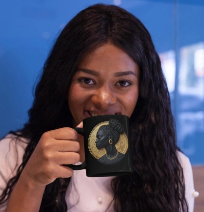 Black Woman Cameo Silhouette Mug