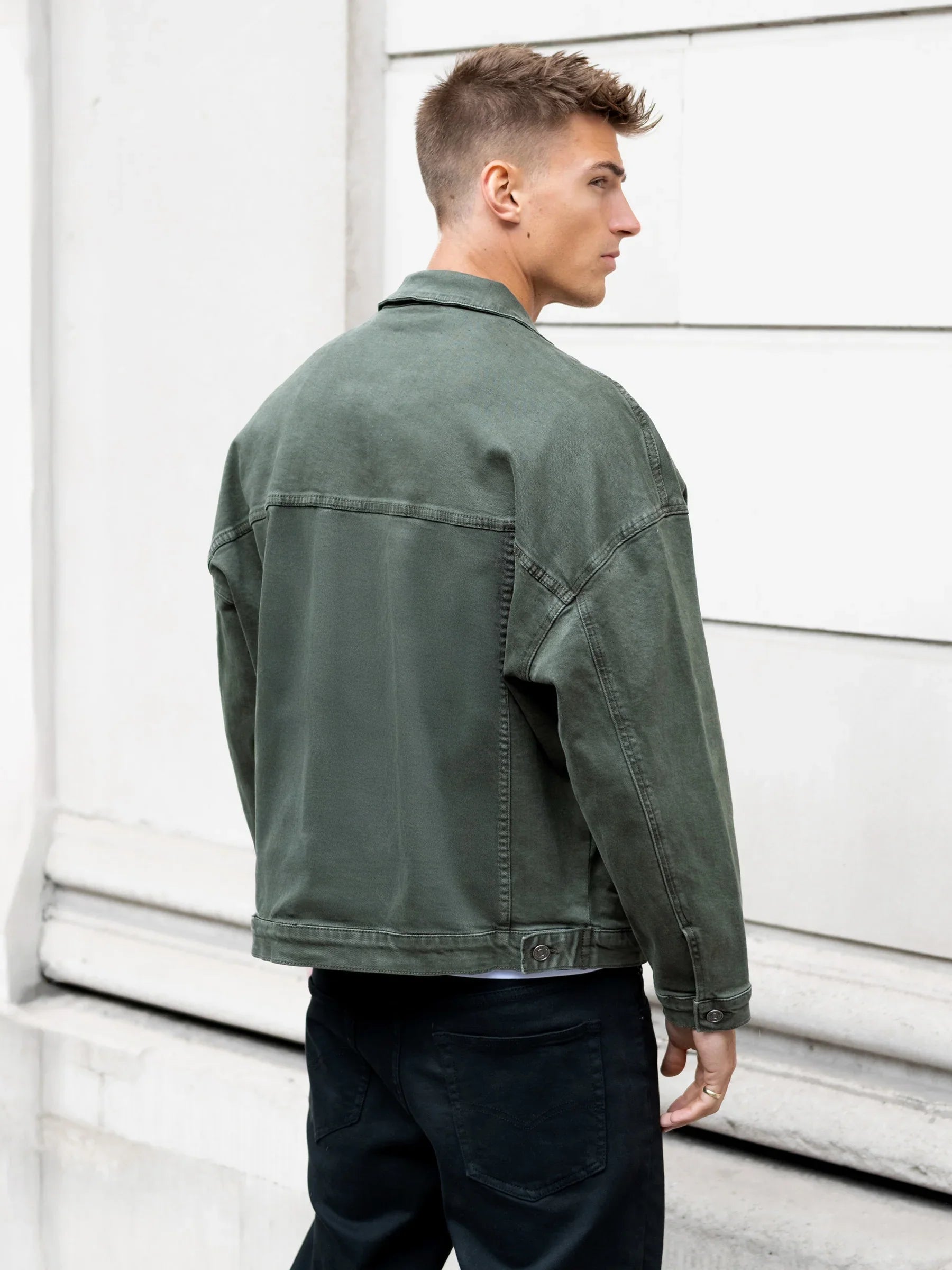 Blacktend Denim Trucker Jacket - Olive Green