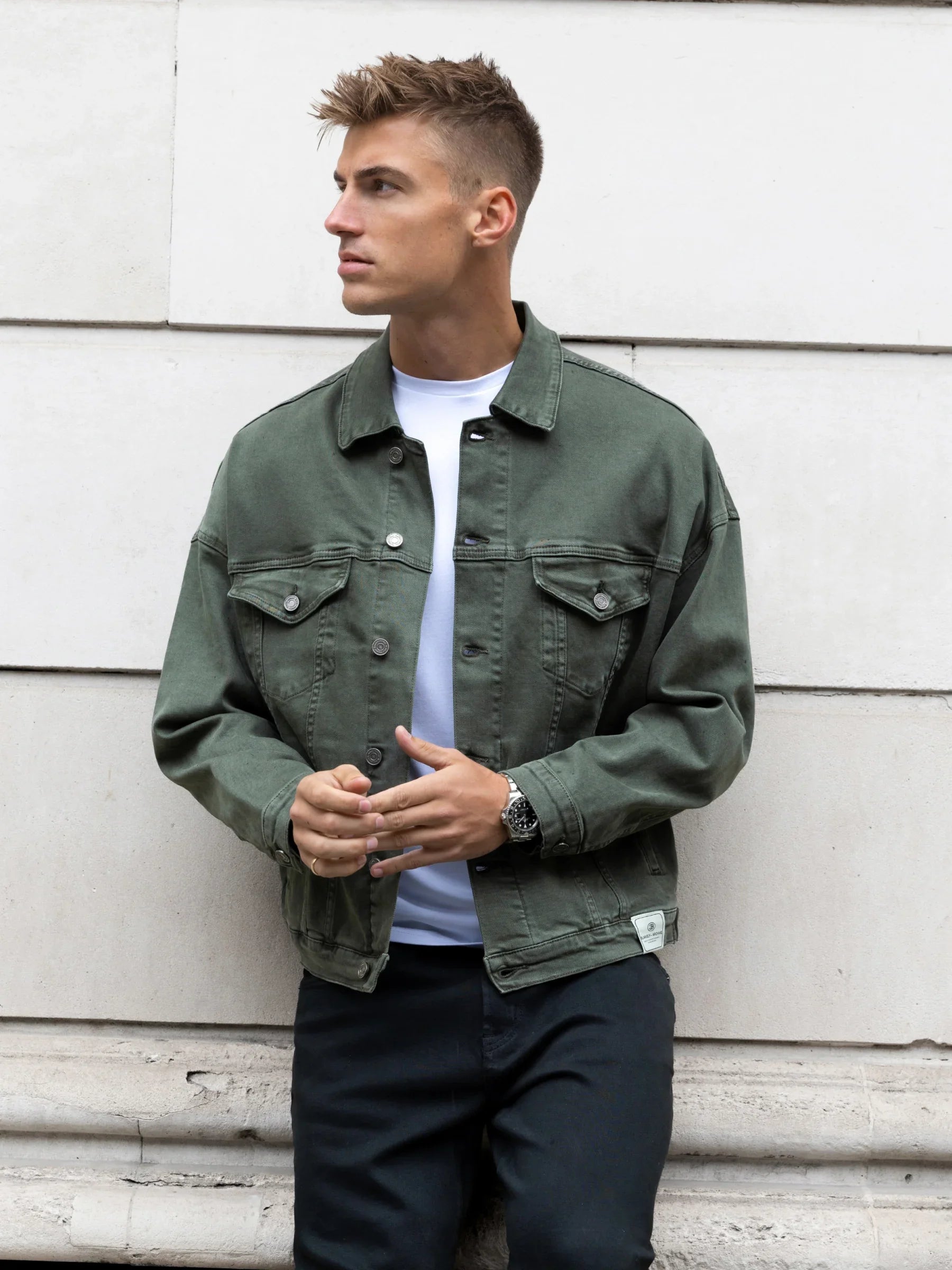 Blacktend Denim Trucker Jacket - Olive Green