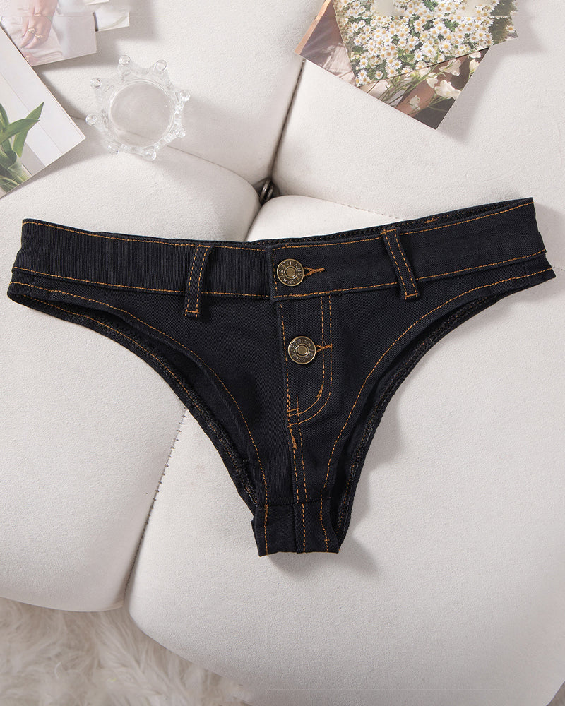 Women's Denim Thong Low Rise Panties