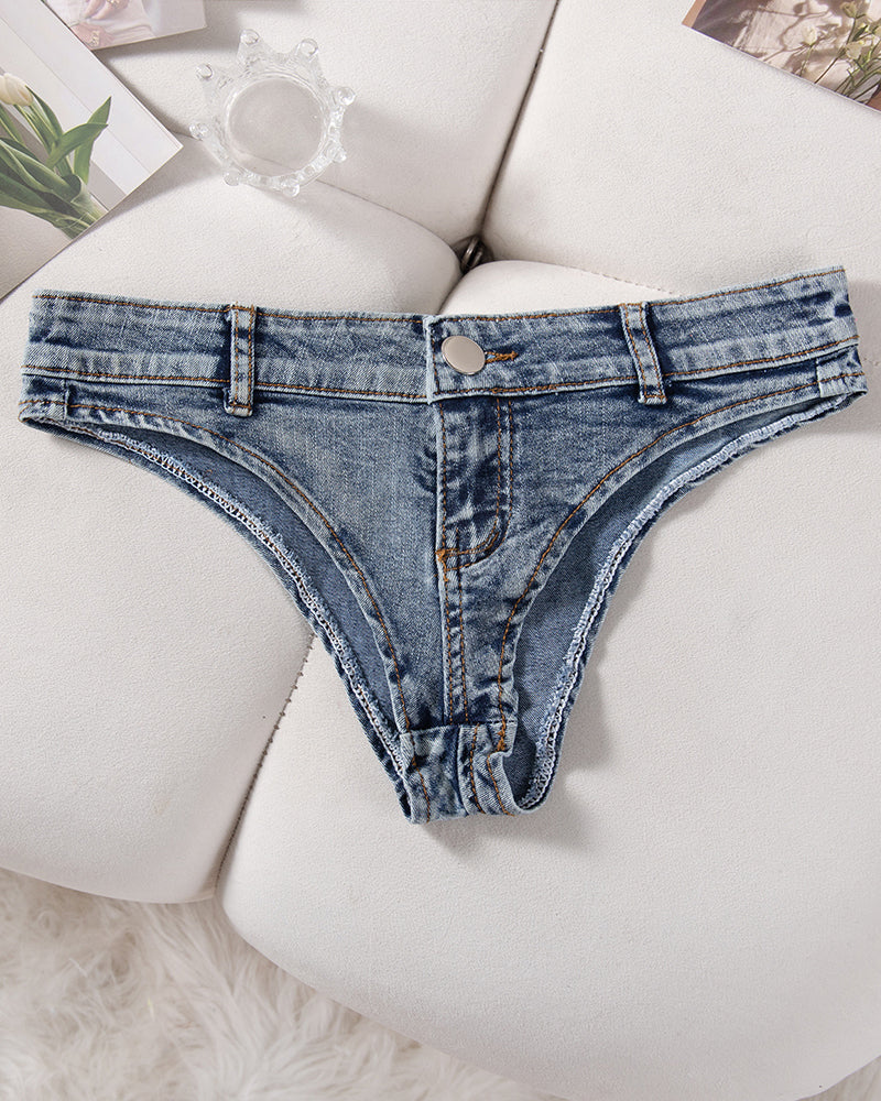 Women's Denim Thong Low Rise Panties