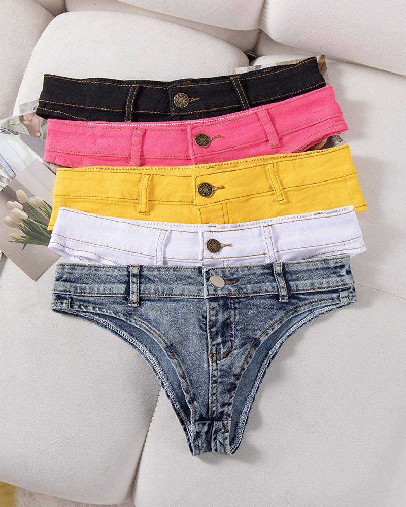 Women's Denim Thong Low Rise Panties