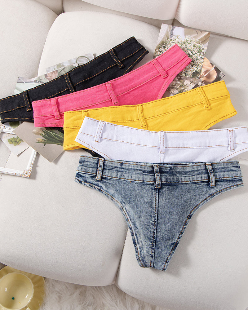 Women's Denim Thong Low Rise Panties