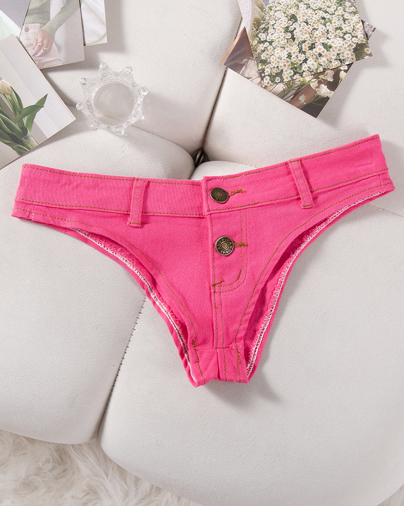 Women's Denim Thong Low Rise Panties